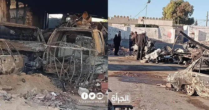 عقارب: حرق 12 سيارة بالمستودع البلدي وسرقة سيارة مهرّب